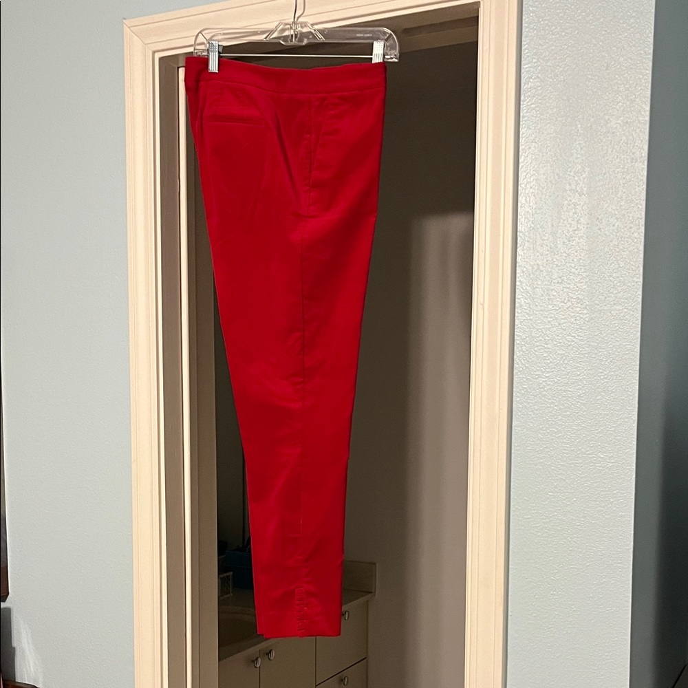 Talbots Red velvet pants with ankle embellishment Straight Leg